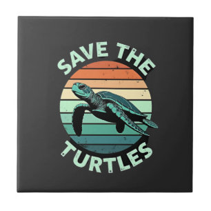Save The Turtles Animal Turtle Pet Lover (4) Ceramic Tile