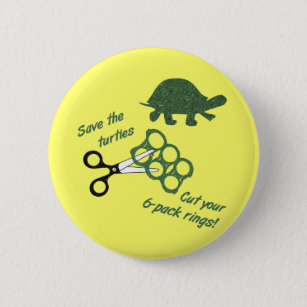 Save the Turtles Cut Six Pack Rings 6 Cm Round Badge