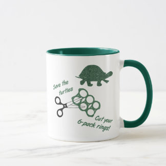 Save the Turtles Cut Six Pack Rings Mug