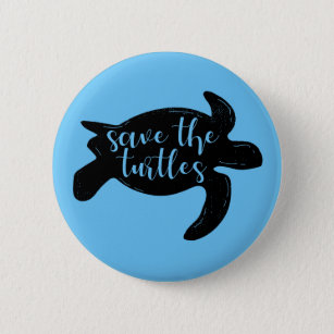 Save the Turtles Cute Blue Animal Activist 6 Cm Round Badge