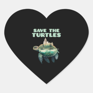 Save the Turtles endangered animals Earth  Heart Sticker