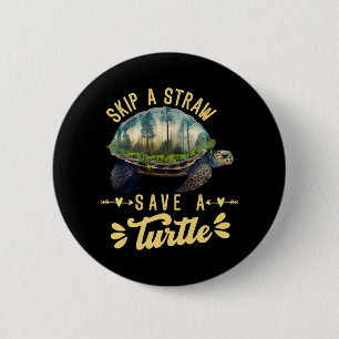 Save the Turtles Environmental Protection Ocean 6 Cm Round Badge