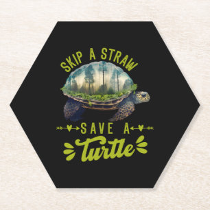 Save the Turtles Environmental Protection Ocean  Paper Coaster