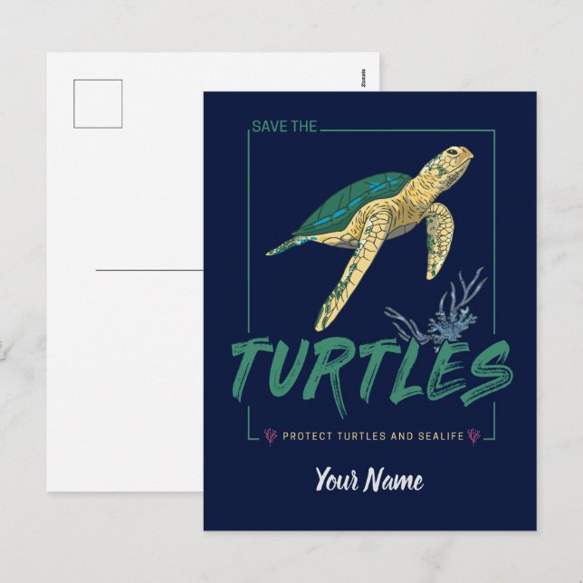 Save the Turtles for girl who just loves tortoise Holiday Postcard (Front/Back)