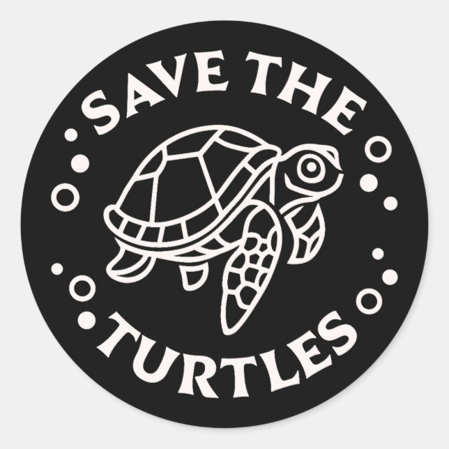 Save the turtles marine wildlife conservation classic round sticker (Front)