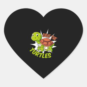 Save The Turtles Red-Eared Slider Tortoise Heart Sticker
