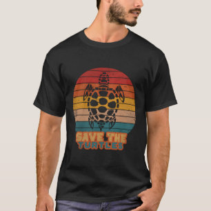 Save The Turtles Retro Style Turtle Lovers Birthda T-Shirt