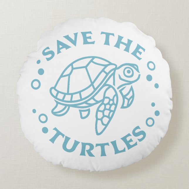 Save the turtles round cushion (Front)