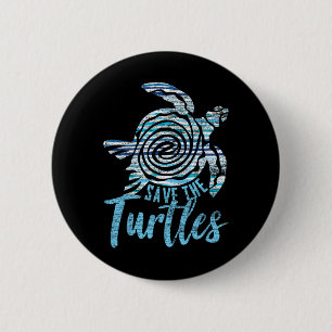 Save The Turtles Vintage Earth Day 6 Cm Round Badge