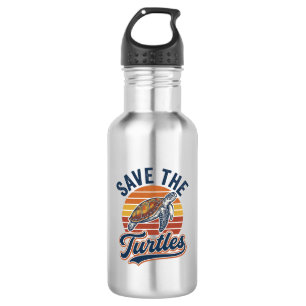Save The Turtles Vintage Sea Turtle T-Shirt Design 532 Ml Water Bottle
