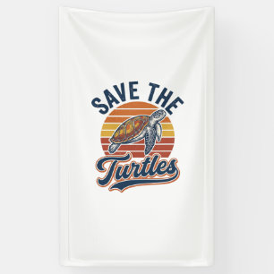 Save The Turtles Vintage Sea Turtle T-Shirt Design Banner