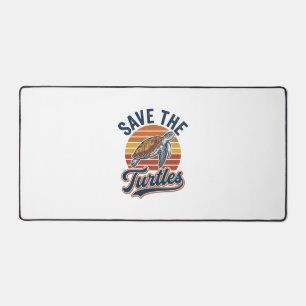 Save The Turtles Vintage Sea Turtle T-Shirt Design Desk Mat
