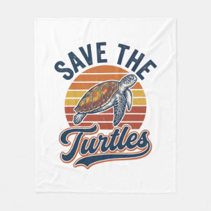 Save The Turtles Vintage Sea Turtle T-Shirt Design Fleece Blanket