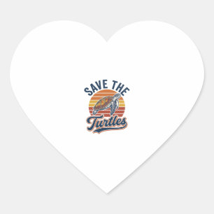 Save The Turtles Vintage Sea Turtle T-Shirt Design Heart Sticker
