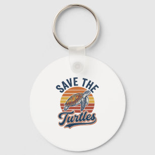 Save The Turtles Vintage Sea Turtle T-Shirt Design Key Ring
