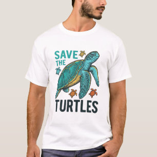 Save The Turtles Vintage Sea Turtle Vector Design_ T-Shirt