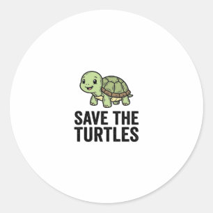 Save The Turtles Vintage Turtle Conservation Shirt Classic Round Sticker