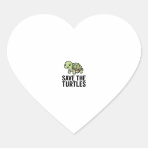 Save The Turtles Vintage Turtle Conservation Shirt Heart Sticker