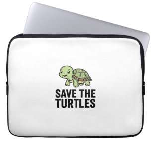 Save The Turtles Vintage Turtle Conservation Shirt Laptop Sleeve