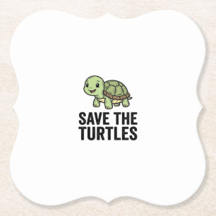 Save The Turtles Vintage Turtle Conservation Shirt Paper Coaster