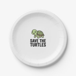 Save The Turtles Vintage Turtle Conservation Shirt Paper Plate