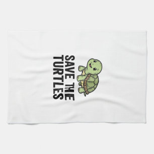 Save The Turtles Vintage Turtle Conservation Shirt Tea Towel