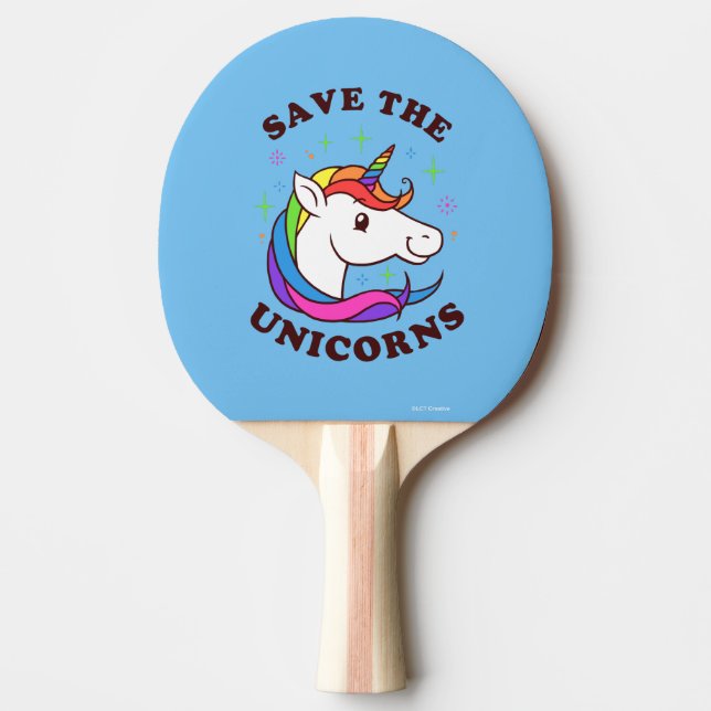 Save The Unicorns Ping Pong Paddle (Front)