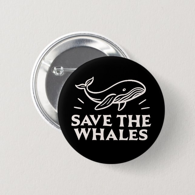 Save the whales 6 cm round badge (Front & Back)