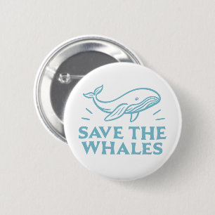 Save the whales cute retro aesthetic 6 cm round badge