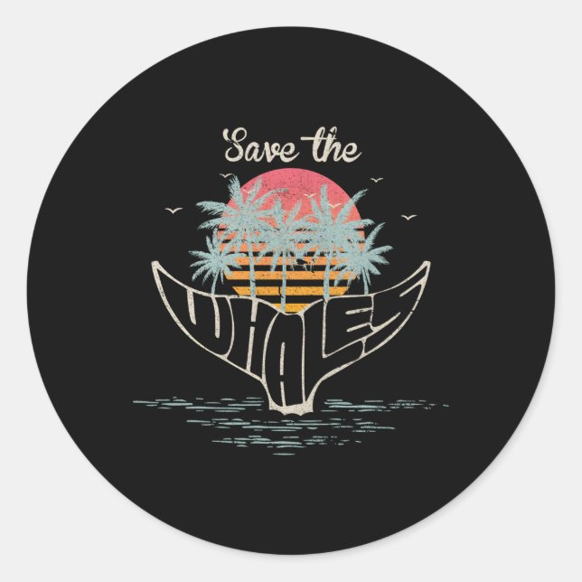 Save The Whales Orca Er Whale Classic Round Sticker (Front)