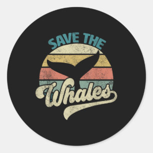 Save The Whales Retro  Classic Round Sticker
