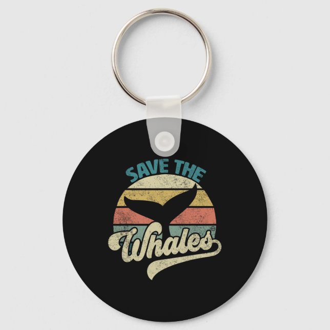 Save The Whales Retro  Key Ring (Front)