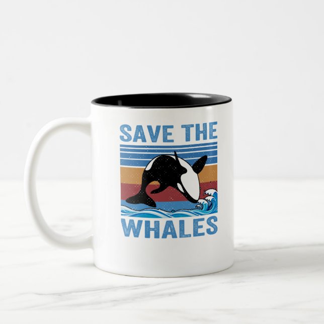 save the whales Two-Tone coffee mug (Left)