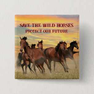 Save The Wild Horses 15 Cm Square Badge