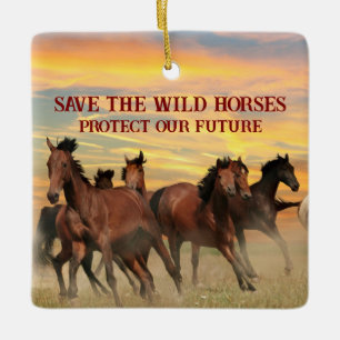 Save The Wild Horses Ceramic Ornament
