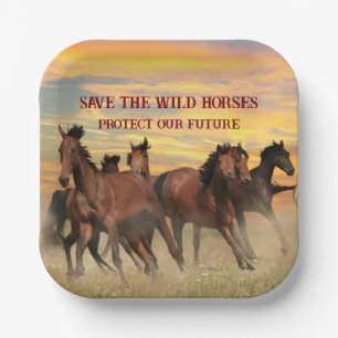 Save The Wild Horses Paper Plate