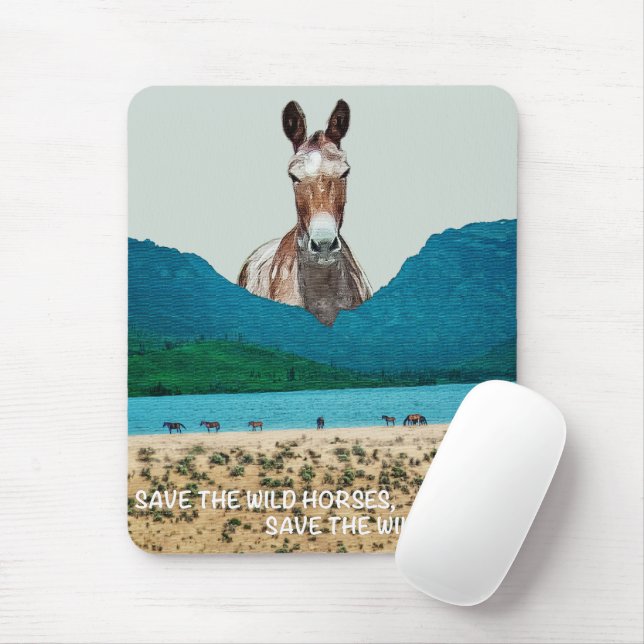 Save the Wild Horses, Save the Wilderness Mouse Pad (With Mouse)