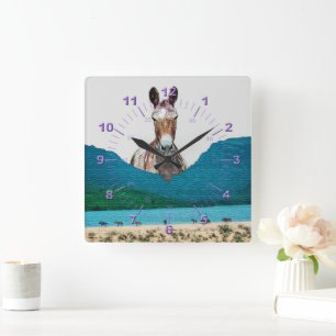 Save the Wild Horses, Save the Wilderness Square Wall Clock