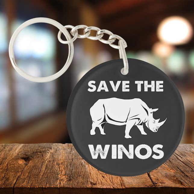 "Save the Winos" Funny Rhino Key Ring (Save the winos keychain)