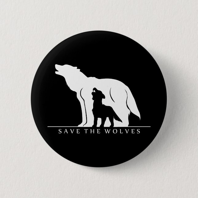 Save the Wolves 6 Cm Round Badge (Front)