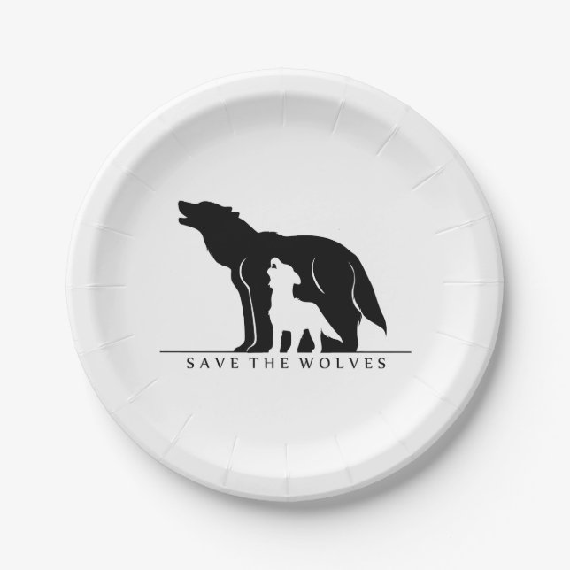 Save the Wolves Paper Plate (Front)