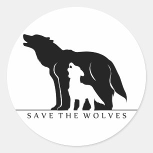 Save the Wolves (white ver.) Classic Round Sticker