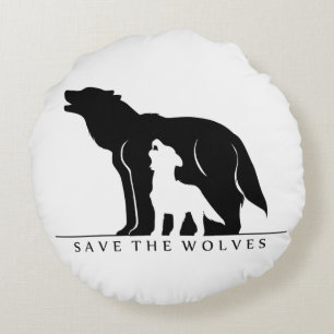 Save the Wolves (white ver.) Round Cushion