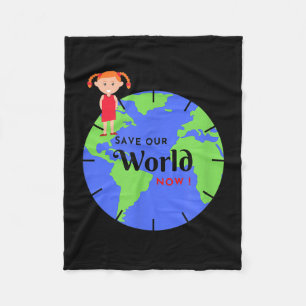 Save The World Little Girl Fights For Environmenta Fleece Blanket