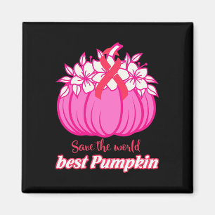 Save The World Pumpkin Breast Cancer Awareness Mon Magnet