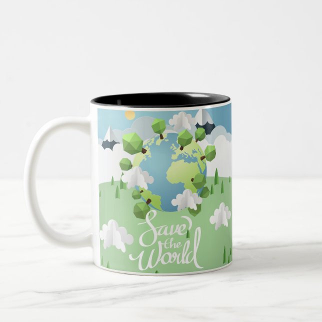 Save the world Two-Tone coffee mug (Left)