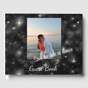 Save theDateat Sunrise– Elegant Glitter Butterflie Guest Book