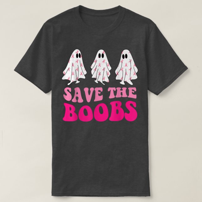 Save TheGhost Boo Breast Cancer Halloween Costumes T-Shirt (Design Front)