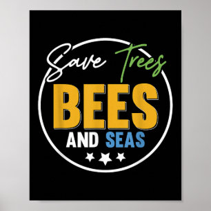 Save Trees Bees And Seas Environmental Protection  Poster