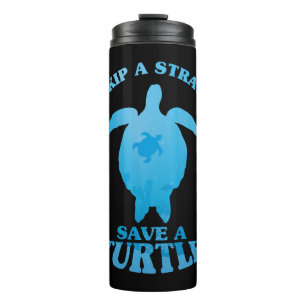 Save Turtle Clean Save Nature Oceans Day Earth Day Thermal Tumbler